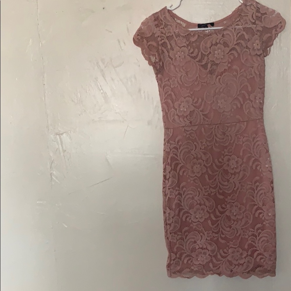 Pink Ambiance Lace Back Mini Dress